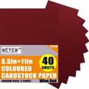 Wine Red Cardstock 8.5 x 11 Thick Paper, 40 Sheets 65 LB/180 GSM, Cardstock Printer Paper for Invitations, Menus, Wedding, DIY Cards, Kids School Supplies