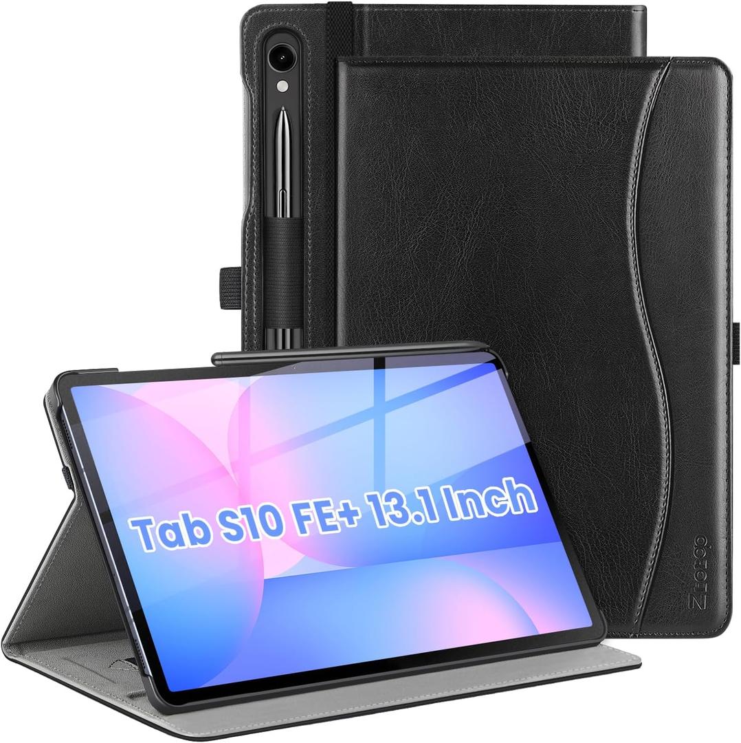 ZtotopCases for Samsung Galaxy Tab S10 FE Plus 5G 13.1 Inch 2025(SM-X620/SM-X626B), Multi-Angle Viewing Protective Cover with Pocket, Auto Sleep/Wake,Black
