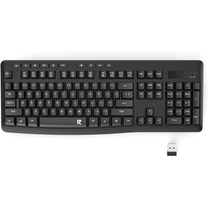 Redragon Wireless Keyboard, 2.4G Full-Sized Ergonomic Wireless Computer Keyboard with 10 Individual Multimedia Keys, Spill Resistant, for Mac OS Desktop/ Laptop/ PC BK7367