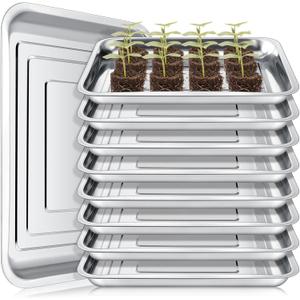 FillTouch 10 Pcs Stainless Steel Seed Starter Tray, 10.6 x 7.9 x 1.4 Inch