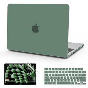 B BELK Compatible with MacBook Air 15 inch Case 2025 2024 2023 Release M4 M3 M2 A3241 A3114 A2941 Retina Display, Matte Plastic Hard Shell Case + Keyboard Cover + Screen Protector, Midnight Green