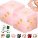 2 Pcs Mahjong Crystal Dice 17mm Crystal D6 Dice Pink Dices Set Polished Energy Stone, Spiritual Decor Mahjong Sieve Accessories for Tabletop Game Board Games Casino, Craps(Light Pink) (Cute)