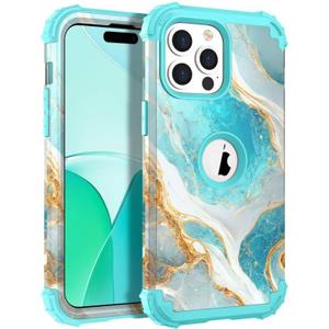 Hocase for iPhone 14 Pro Max Case, Heavy Duty Shockproof Protection Soft Silicone Rubber+Hard Plastic Bumpers Hybrid Protective Case for iPhone 14 Pro Max 2022 - Teal