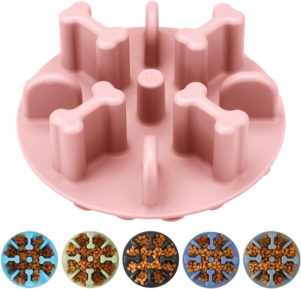 Soft Silicone Anti-Choking Puzzle Slow Feeder Insert, Compatible with Regular Elevated Dog Bowls Slow2.0 (Medium, Pink)