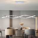 LED Pendant Lights, 3300k-6500K Adjustable Color Temperature Hanging Light Fixture, 47.24" Modern Island Lighting Lamp Fixture for Kitchen, Billiard Room Chrome Chandeliers Sliver Lamp