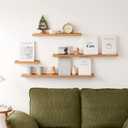 Floating Shelf for Wall Natural Oak Wood Wall Shelves 12 Inch (Upgrade Width 6"), Display Picture Ledge Shelf for Bedroom Living Room Bathroom Office Kitchen Storage Shelves, 6X12 inch