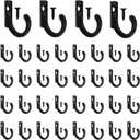 58 Pieces Key Hooks, Black Small Hooks for Hanging Hat, Jewelry, Steel Metal Hook, Kitchen Little Towel Hook with Black Screws for Farmhouse Retro Crafting Projects (0.87"0.59", Black)