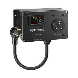 30A AC Power Meter, 125V TT-30P to TT-30R Generator Plug-in Energy Monitor with LCD Display, Voltage Current Wattage Frequency kWh Tester for RV Campgrounds, Travel Trailers and Generator Backup