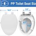 Plastic Toilet seat, Slow Close, Never Loosen, Elongated, White, 19"