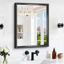 CIVENO Bathroom Mirror, 18 x 24 inch Brushed Black Rectangle Mirror, 0.6" Thickened Deep Metal Frame Rectangular Vanity Mirror, Wall Mounted Mirror for Bedroom Living Room, Horizontal or Vertical