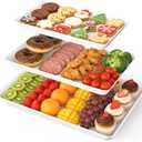 SpaceWhisper 3 Pack Serving Tray, White Rectangular Appetizer Platters for Party, Catering, Buffet, Large Reusable Serving Dishes for Snacks, Fruit, Dessert, 3 Size Set 16 * 11", 14 * 9", 12 * 7"