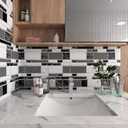 Peel and Stick Backsplash Tiles for Kitchen Black and White Stick on Backsplash Kitchen Backsplash Contact Paper Kitchen Wallpaper Self Adhesive Removable Wallpaper for Bathroom Waterproof 15.7118