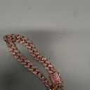 Hillban Cat Collar Diamond Chain Glitter Collar Walking Metal with Secure Buckle Cat Pet Necklace with Paw Charm and ID Tag Bell Link Cuban Jewelry Accessories(10 Inch,Rose Gold, Pink)