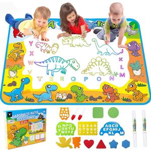 Kids Toys Water Doodle Mat: Dinosaur Painting Coloring Pad for Toddlers 1-3 - Aqua Magic Drawing Board for 2 3 4 Year Old Toddler Arts and Crafts Christmas Birthday Gifts for Girls Boys Age 2-4 3-5