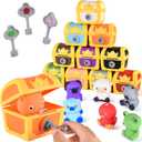 Montessori Learning Toys for Toddler 3 4 5, 30pcs Surprise Treasure Box Locks with Keys, Farm Animals Finger Puppets, Matching & Sorting Game, Fine Moto Skill Develop Toy, Gift for Baby Boys Girls