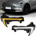 LED Daytime Running Lights (DRL) for 2021-2024 Tesla Model Y with Dynamic Amber Turn Signals + 6500K White DRL | Plug & Play Direct Fit | Startup Animation | IP67 Waterproof (1 Pair)