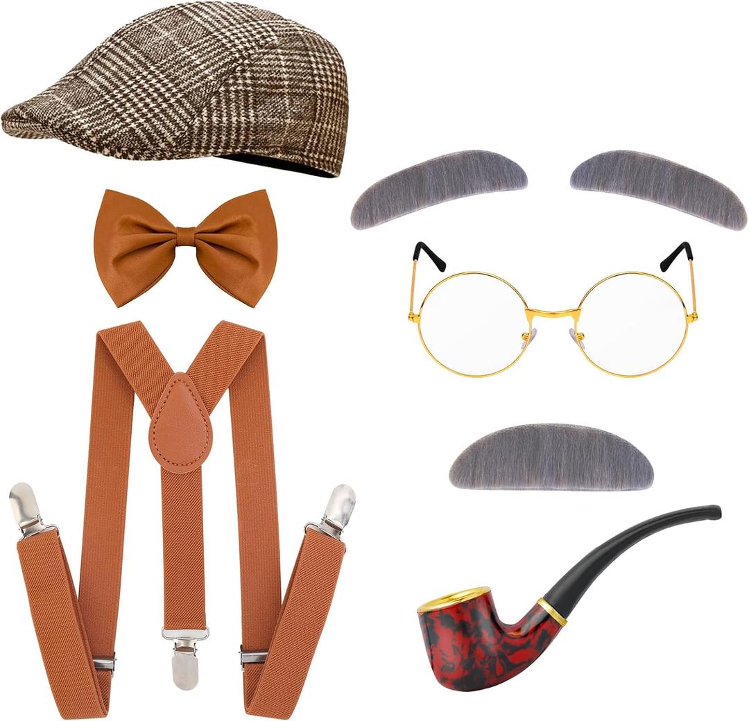 100 Days of School Costume  Old Man Grandpa Vest Set with Hat and Glasses for Holloween