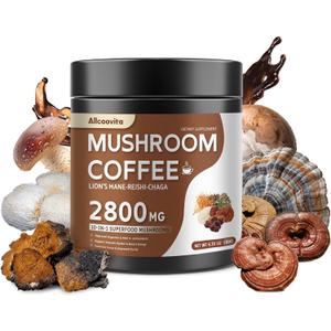 2 x Mushroom Coffee - Lions Mane Mushroom Powder Instant Coffee with Lion's Mane, Reishi, Chaga, Cordyceps, and Turkey Tail - Mushroom Coffee Alternative for Energy, Mental Clarity & Focus, Brain Booster