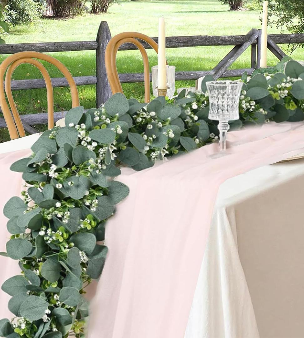 Eucalyptus Garland 6FT Artificial Ivy Greenery Fake Silver Dollar Eucalyptus Leaves Vines Table Decor Green Vine Spring Artificial Vines for Home Mantle Party Decor Indoor/Outdoor (2)