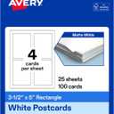 Avery Printable Rectangle Cards, 3.5" x 5", Matte White Cardstock, Print-to-the-Edge, Laser/Inkjet Cards, 100 Total