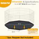 Dog Pet Playpen 8 Panel 24 Inch with Bottom Pad for Small Medium Pets Indoor Outdoor (Black Bottom Pad)