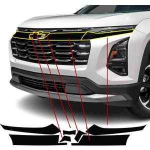 BOGAR TECH DESIGNS for Chevrolet Equinox 2025-2027 Front Chrome Delete Precut Vinyl Overlay Kit, Gloss Black Blackout Trim
