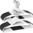 Finnhomy Bar Design Heavy Duty 50 Pack Plastic Hangers, Clothes Hangers with Non-Slip Pads, Great for Shirts, Pants, Scarves, Strong Enough for Coat, White