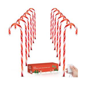 Luditek 22" Christmas Candy Cane Lights Outdoor Pathway - 8 Blinking Modes - Set of 12 Christmas Outdoor Outside Decorations Lights Indoor Holiday Xmas Yard Patio Walkway Garden Decor