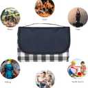 Picnic Blanket Waterproof Beach Rug 80''x118'' Picnic Mat Washable Lightweight with Handle Navy Blue Checkered for Hiking Travelling Outdoor Camping,Parks, 6'7" x 9'10"
