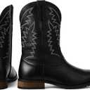 SaraIris Mens Brown Cowboy Western Working Round Toe Pull On Cowgirl Boots (Black)