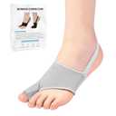 Bunion Corrector for Women & Men Big Toe, Hammer Toe Straightener, Bunion Pads with Spacers, Comfortable & Breathable for Day/Night, Hallux Valgus Pain Relief (Gray)