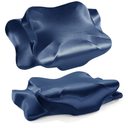 2 Pack Satin Cervical Pillowcases (Only Pillowcase), Silky Butterfly-Shaped Contour Pillow Cover Cervical Neck Pillow Case with Zipper for Side Back Stomach Sleepers (Navy Blue, Queen Size)