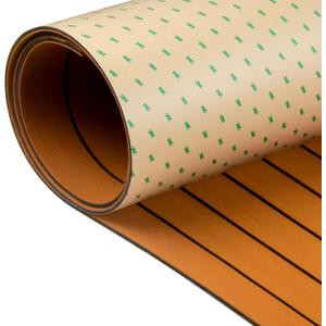 OCEANBROAD Boat Flooring with 3M 99786+ High Strength Adhesive Backing EVA Foam Self-Adhesive 96''x45.6'' Faux Teak Marine Decking Sheet for Jon Boats Yacht RV Floor
