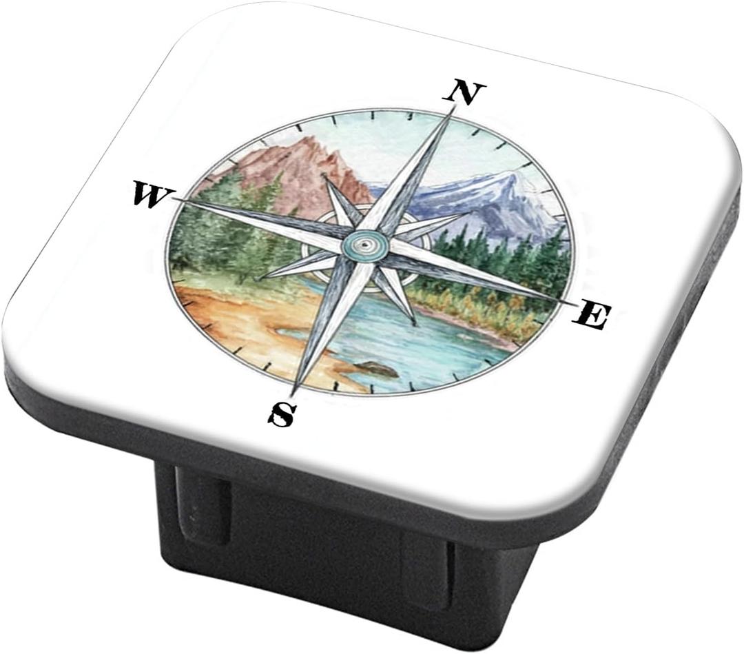 Hitch Cover Fits for 2-Inch Hitch,Compass Print Trailer Hitch Cover Tube Plug Insert,Car Exterior Accessories, Receiver Tube Hitch Plug