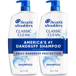 Head & Shoulders Anti-Dandruff Shampoo with 1% Pyrithione Zinc, Classic Clean Shampoo Twin Pack, Daily Use, Flake Control, Scalp Care, Color-Safe, Deep Clean, 32.1 fl oz Each