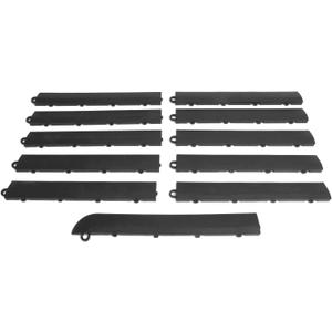 Garage Floor Transition Edge, Interlocking Modular Garage Floor Edging Compatible with RaceDeck, GarageTrac & GarageDeck Tiles (Male, 11 Pack, Graphite) | Beveled transition edge, Snap-together installation, Fits RaceDeck GarageTrac and GarageDeck tiles, Made in USA