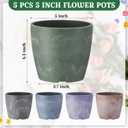 CroBlissful 5 Pack Flower Pots 5 Inch Outdoor Plant Pots for Indoor Marble Pattern Plastic Tree Planters with Drainage Holes Gardening Gifts for Patio Home Garden Desk Decoration