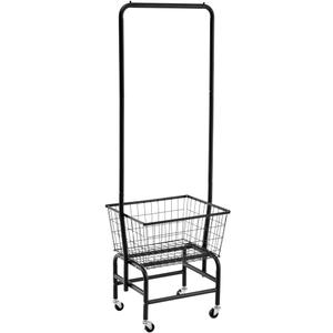 ALIMORDEN Laundry Cart with Clothes Rack, Rolling Laundry Butler with Wire Storage RackBlack