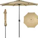 Abba Patio 9FT Lyon Outdoor Patio Umbrella Outdoor Table Umbrella with Push Button Tilt and Crank Market Umbrella 8 Sturdy Ribs UV Protection Waterproof for Garden Deck Backyard Pool Tan