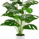Der Rose 28" Fake Plants Large Artificial Monstera Faux Potted Plants Indoor Tall for Outdoor Living Room House Floor Front Porch Tree Decor
