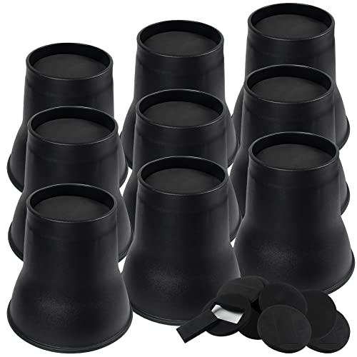 DEDU Bed Risers 6 Inch Heavy Duty 9 Pack, Furniture Risers with Caster Pads Supports Up to 6600 Lbs, Round Couch Risers for Sofas, Couch, Desk or Chair (Black)