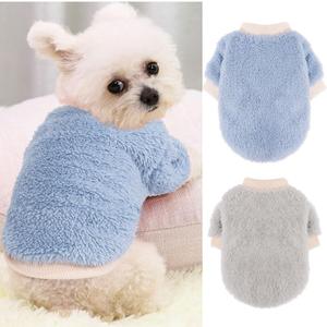 2 Pieces Dog Sweater for Small Dogs Winter Warm Puppy Sweater Fleece Cute Dog Clothes for Dogs Like Chihuahua Yorkie Thick Pet Clothing (Light Grey, Blue, Small)