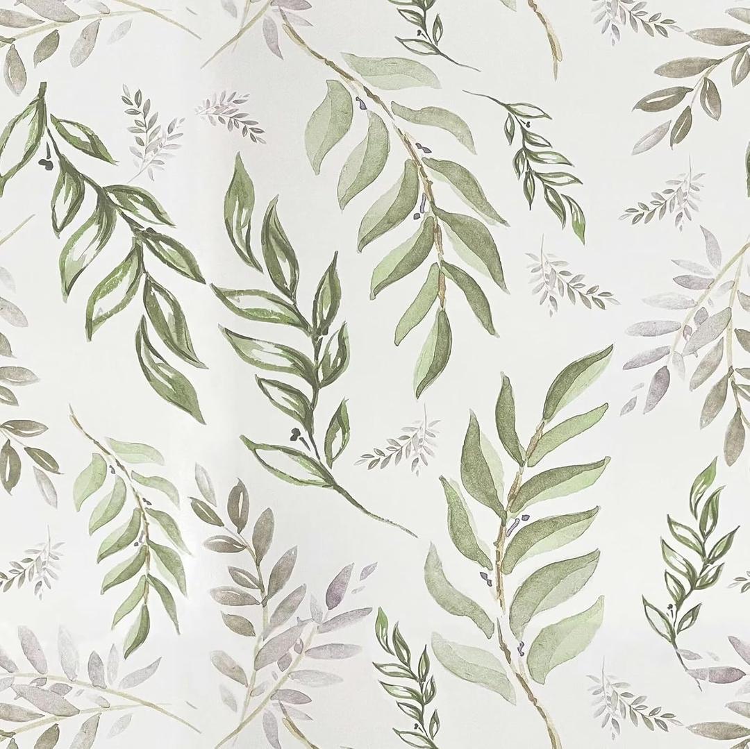 Laatse Green Leaf Wallpaper Peel and Stick 17.5" x 393" Floral Leaf Contact Paper Vintage Self Adhesive Wallpaper, Waterproof, Vinyl Wall Covering for Bedroom Cabinet Countertop Decor