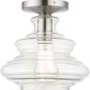 Livex Lighting, 52830-91, Everett, Semi-Flush, Brushed Nickel with Chrome Finish Accents
