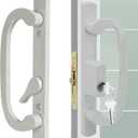 Offset Position Keyed Sliding Patio Door Handleset with Mortise Lock, 45 Keyway, 3-15/16" H.C., Fits 1-3/8" to 2" Thick Doors, Non-Handed, White Diecast