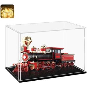 LANSCOERY Clear Acrylic Display Case, Assemble Horizontal Display Box Stand with Black Base, Dustproof Protection Showcase for Collectibles Memorabilia Figurines (10x5x4inch;25x13x10cm)