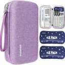 suzamed Insulin Cooler Travel Case,EVA Insulation Travel Medicine Kit with 2 Ice Packs for Diabetes Care,Insulin Pen and Other Diabetic Supplies (Purple)