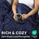 Sunbeam Electric Throw Royal Luxe Microplush Heated Blanket, 4 Heat Settings, 4-Hour Auto Shut-Off, Fast Heating, Warm and Cozy, Admiral Blue Color, 50" x 60"