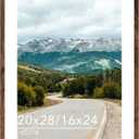 Wood 20x28 Picture Frame with 16x24 Mat, Display 16x24 with Mat or 20x28 Without, Wood 20 by 28 Photo Frame, 20 x 28 Frame for Wall Hanging Display, Deep Brown