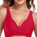 Ocean Blues Women's V-Neck Bikini Top Crisscross Front Bikini Top for Women Underwire Bathing Suit Top (Red, S)